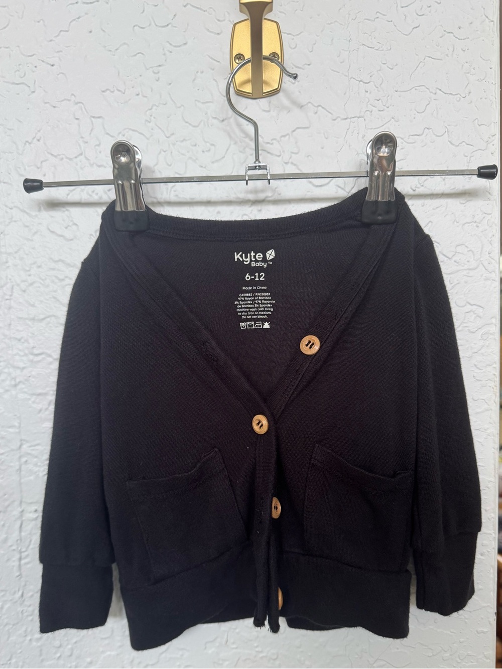 Kyte BABY 6-12 months Black Baby Cardigan with Buttons